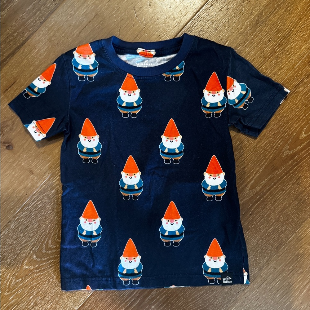 Whistle & Flute Whimsical Gnome Print Kids T-Shirt - Navy